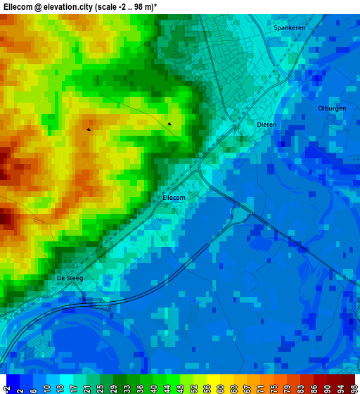 Ellecom elevation map