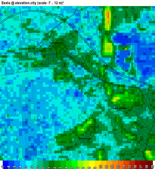 Eexta elevation map