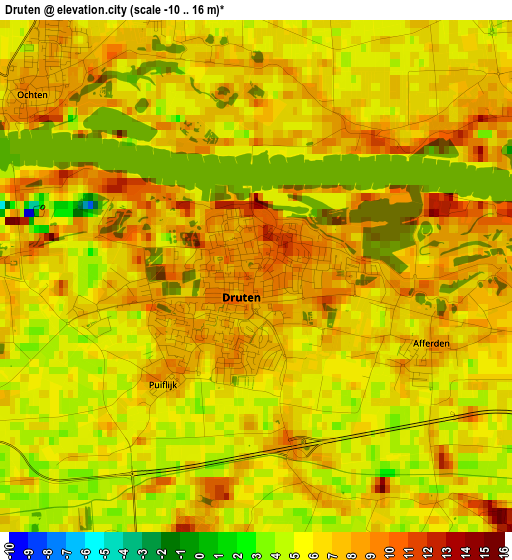 Druten elevation map