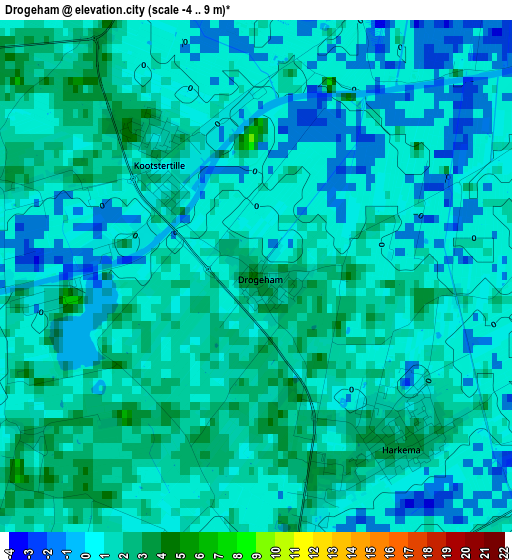 Drogeham elevation map