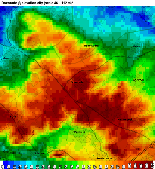 Doenrade elevation map