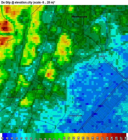 De Glip elevation map