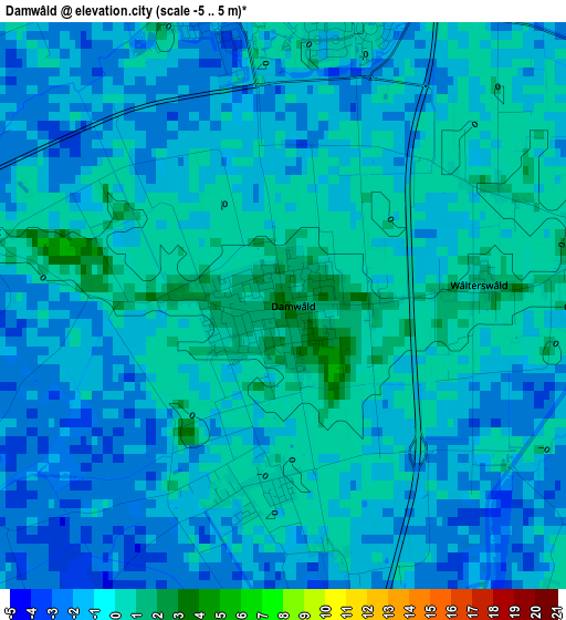Damwâld elevation map