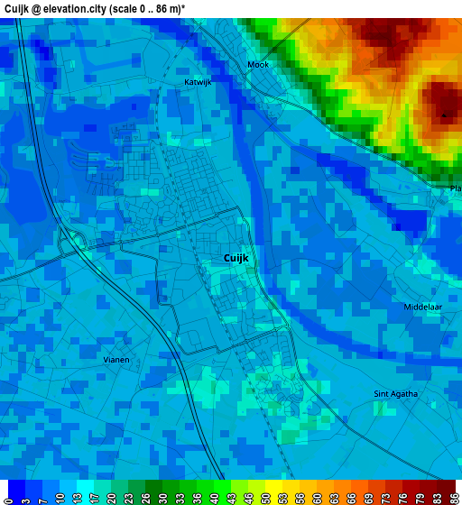 Cuijk elevation map