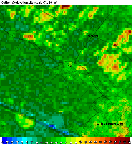 Cothen elevation map