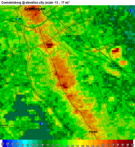 Coendersborg elevation map