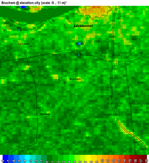 Bruchem elevation map