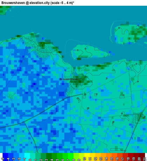 Brouwershaven elevation map