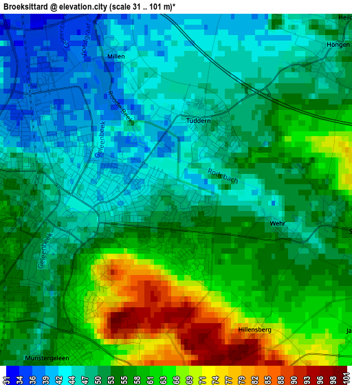 Broeksittard elevation map