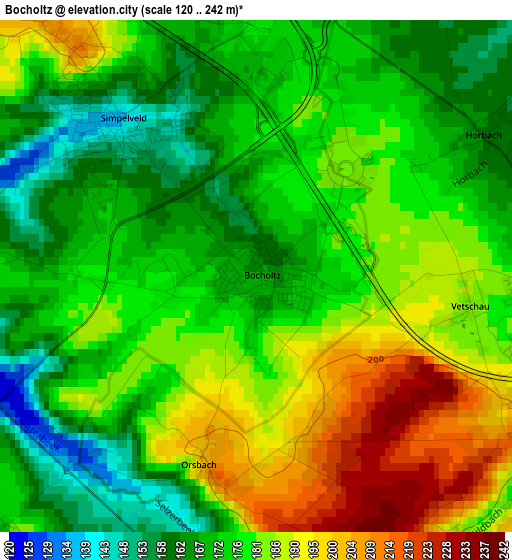 Bocholtz elevation map