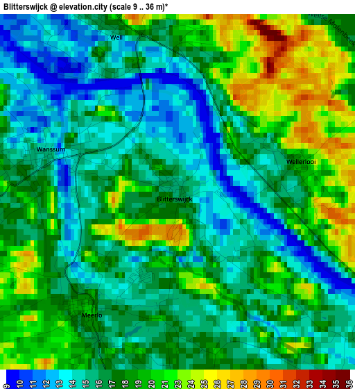 Blitterswijck elevation map