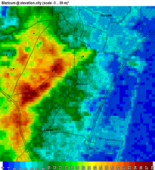 Blaricum elevation map