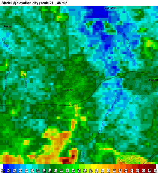 Bladel elevation map