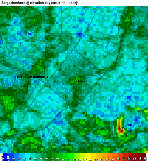 Bergschenhoek elevation map