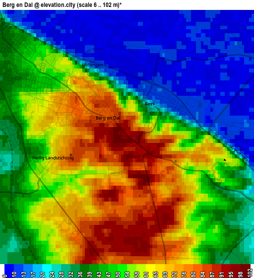 Berg en Dal elevation map