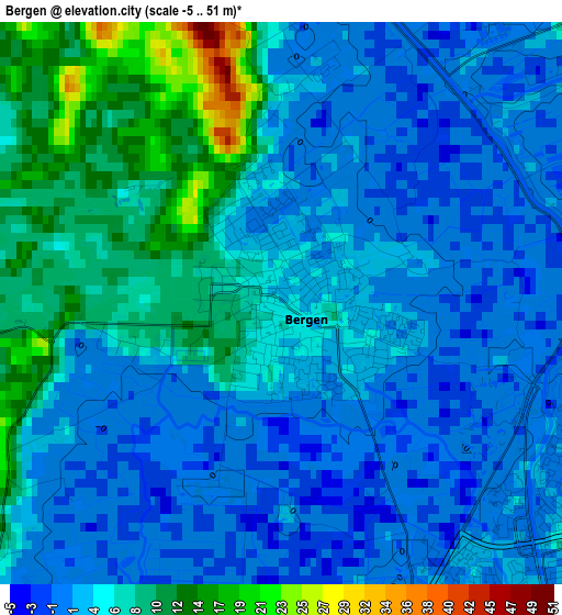 Bergen elevation map