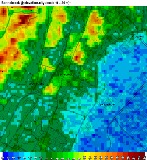 Bennebroek elevation map