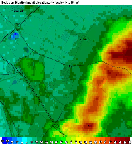 Beek gem Montferland elevation map