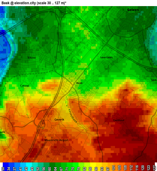 Beek elevation map