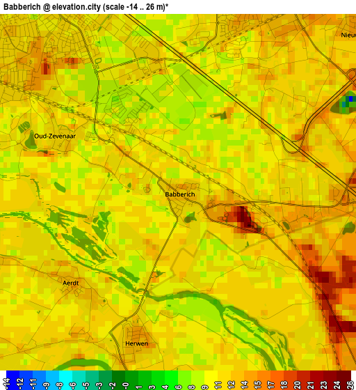 Babberich elevation map