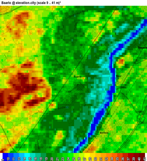 Baarlo elevation map