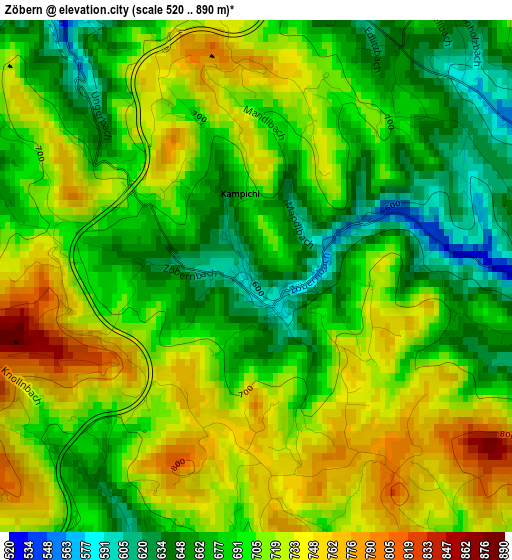 Zöbern elevation map