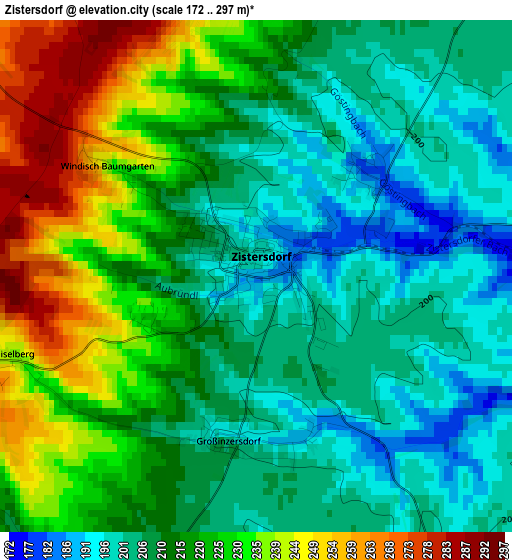 Zistersdorf elevation map