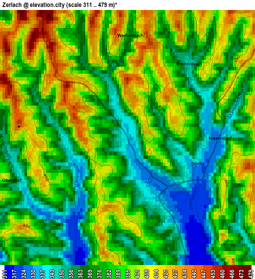 Zerlach elevation map