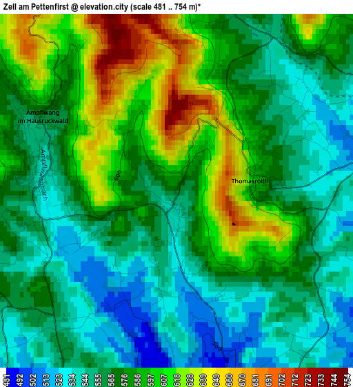 Zell am Pettenfirst elevation map