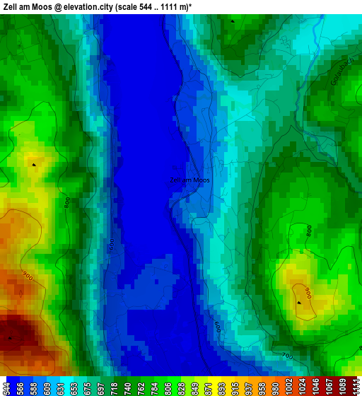 Zell am Moos elevation map