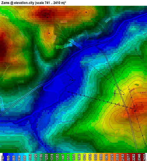 Zams elevation map