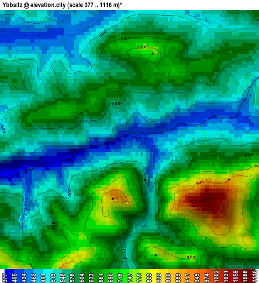 Ybbsitz elevation map