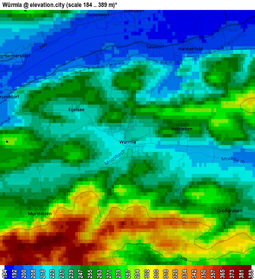 Würmla elevation map