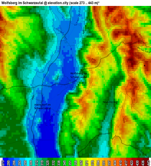 Wolfsberg im Schwarzautal elevation map