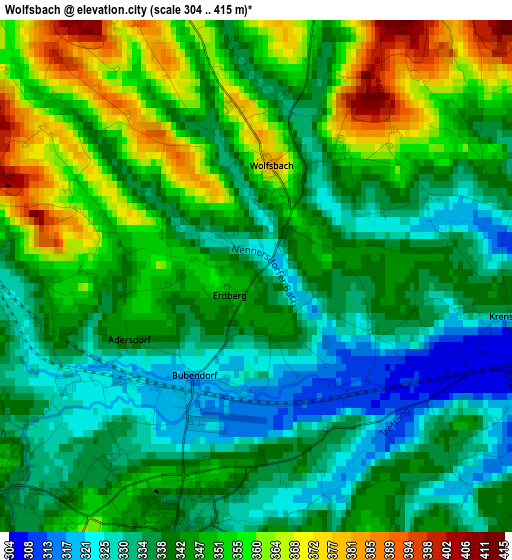 Wolfsbach elevation map