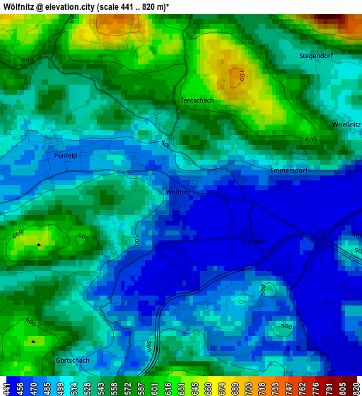 Wölfnitz elevation map