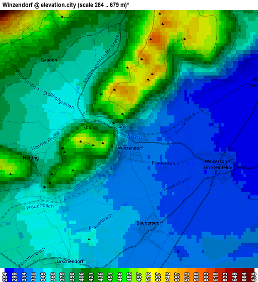 Winzendorf elevation map