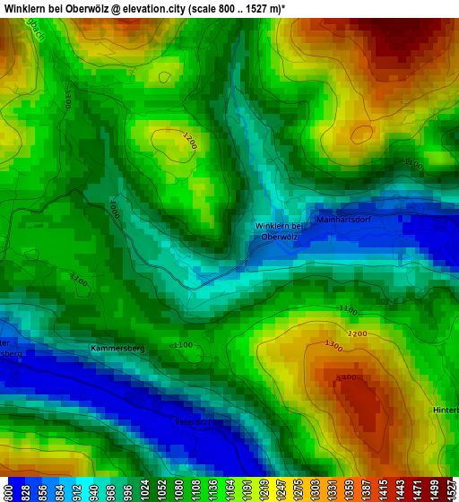 Winklern bei Oberwölz elevation map