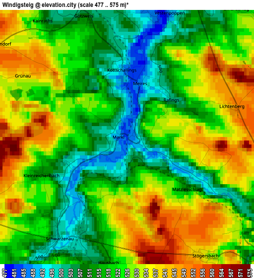 Windigsteig elevation map