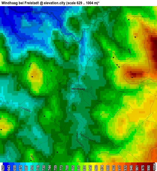 Windhaag bei Freistadt elevation map