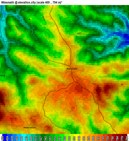 Wiesmath elevation map