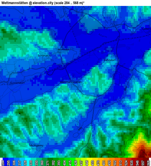 Wettmannstätten elevation map