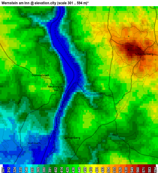 Wernstein am Inn elevation map