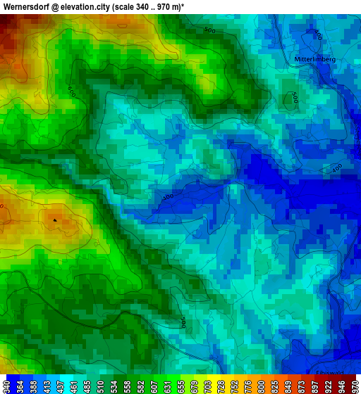 Wernersdorf elevation map