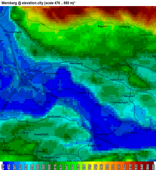 Wernberg elevation map