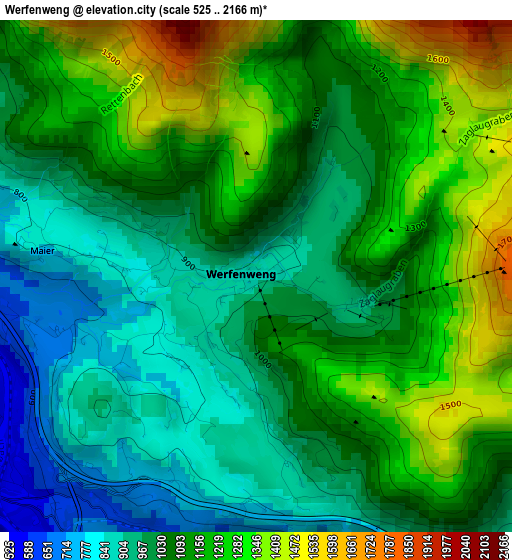 Werfenweng elevation map