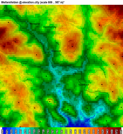 Weitersfelden elevation map