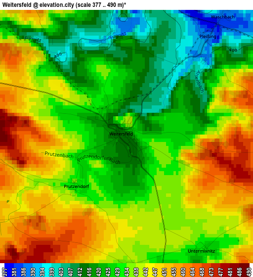 Weitersfeld elevation map