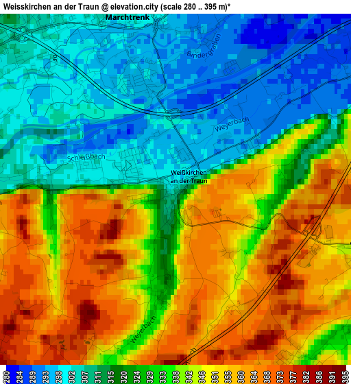 Weisskirchen an der Traun elevation map