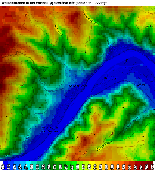 Weißenkirchen in der Wachau elevation map